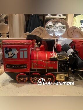 Disney Parks Railroad Train Crossbody Bag Conductor Mickey Minnie Loungefly NWT